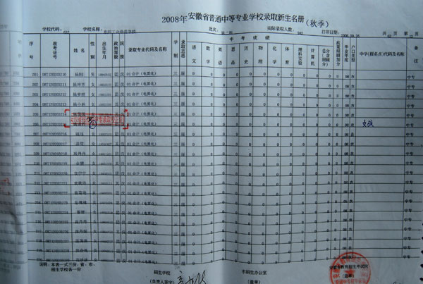近三年学生学籍表
